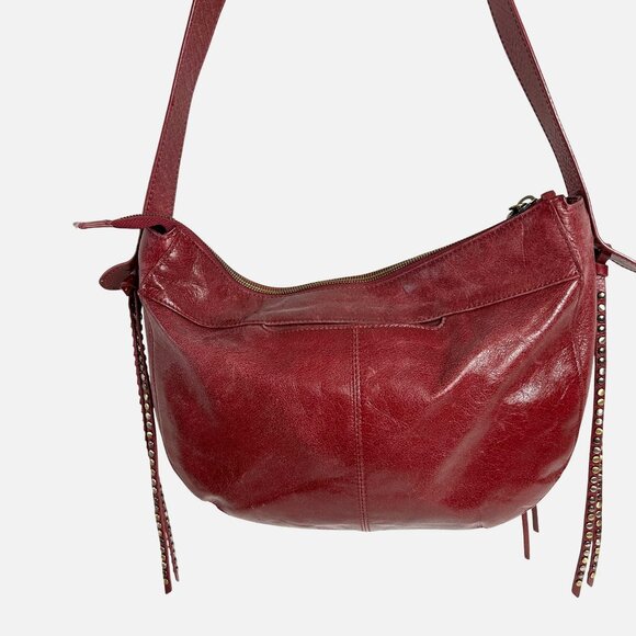 HOBO International Slouchy Shoulder Bag Studded Tassels Merlot Wine Burgundy - Picture 2 of 11